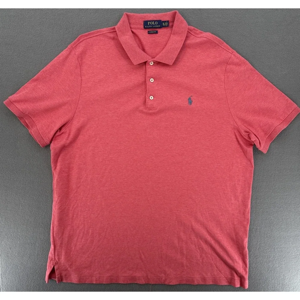 Polo Ralph Lauren Mens Slim Fit Polo Shirt Red Pink XL Short Sleeve NWOT